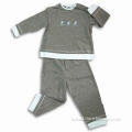 Children's Suit with Printing and Embroidery on Front, Made of 220g 100% Cotton Interlock